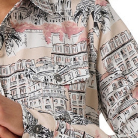 Women's Printed Button-Up Shirt - Picture 3 of 5